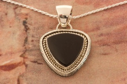 Artie Yellowhorse Genuine Black Onyx Sterling Silver Native American Pendant